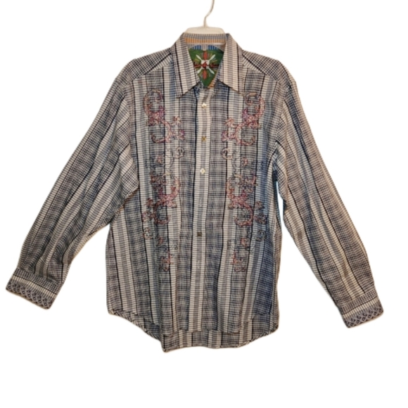 Robert Graham Tops - Robert Graham Plaid Embroidered Mens Shirt Suze Large